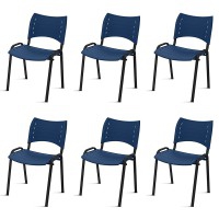 Pack de 6 cadeiras Smart com estrutura epoxy negra e carcaças de plástico (Diferentes cores)